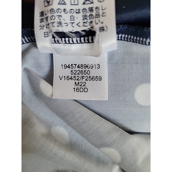 Swim Top Navy 16 DD Square Neck Underwire Polka Dots Women's Lands' End S466 - Picture 7 of 8